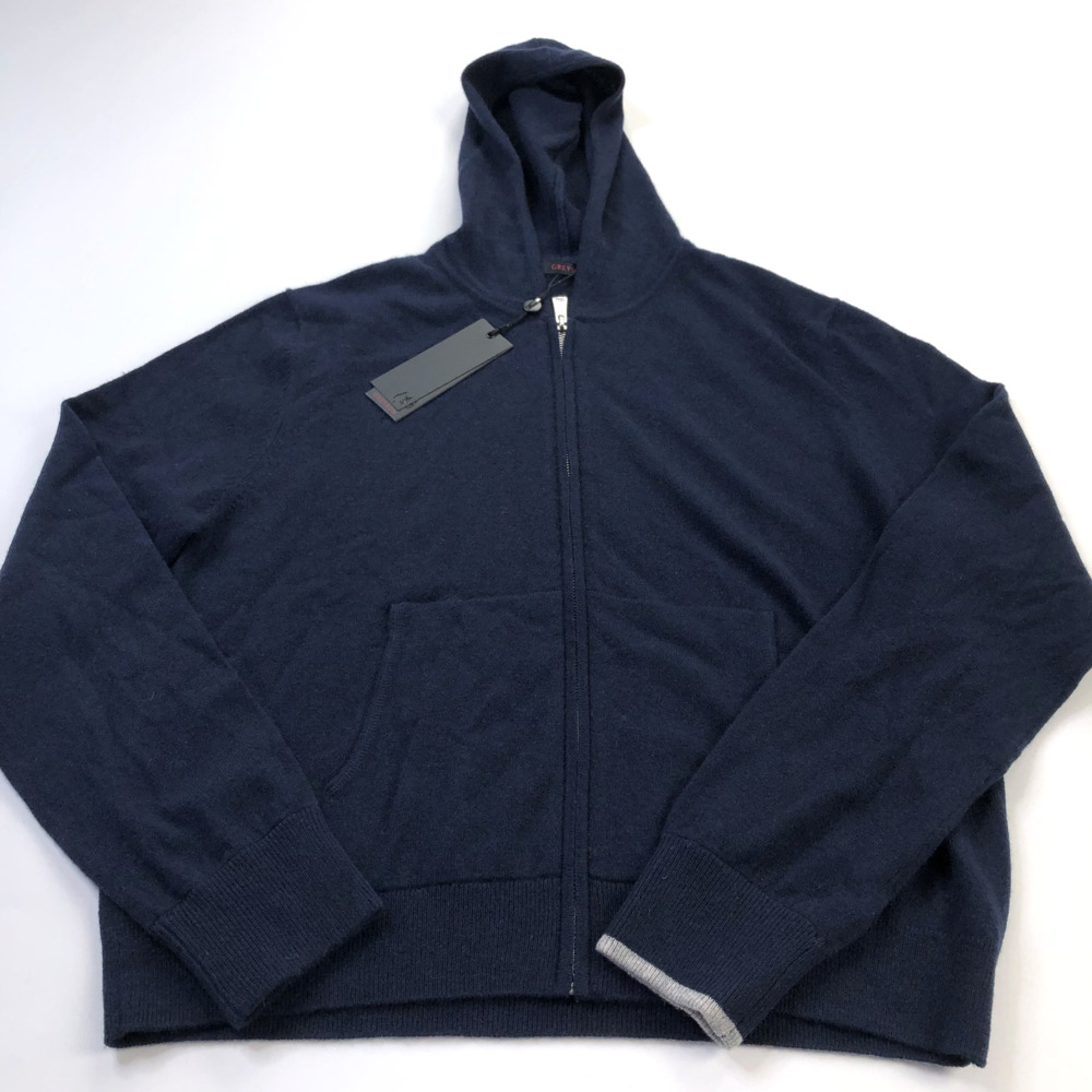 Greyson Koko Full Zip NEW XL Women's Wool Cashmere Hoodie Sweater Blue Gray